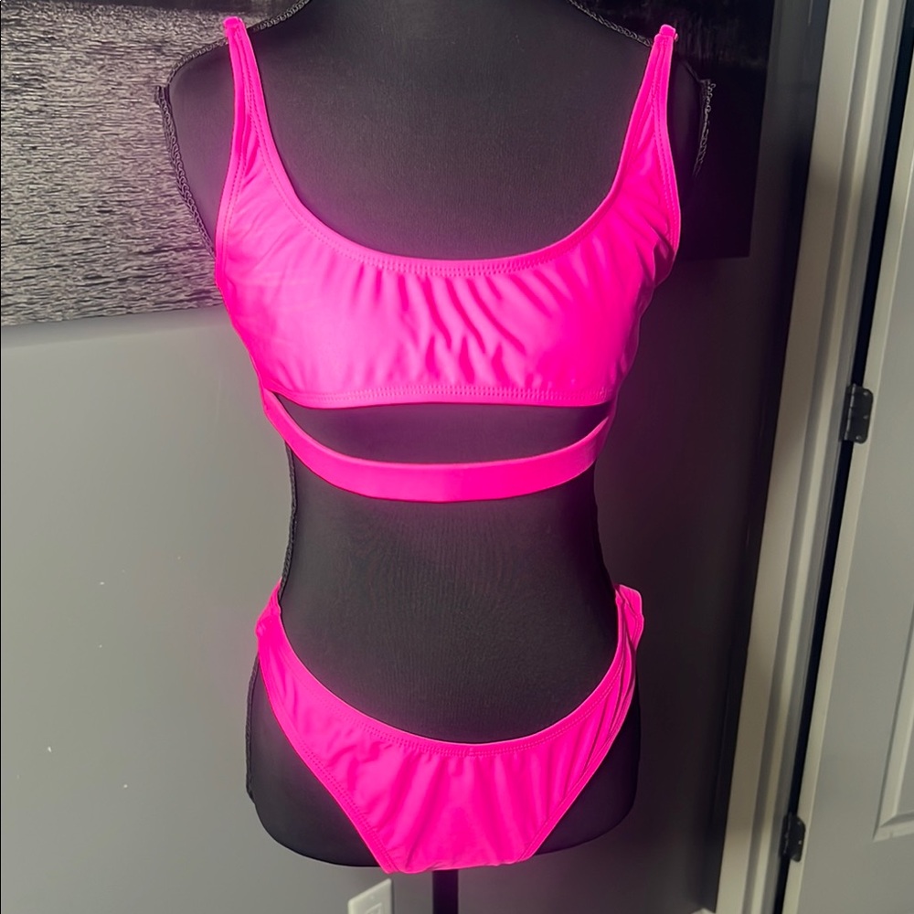 Private Label Pink Bikini with Sporty Mesh Detail